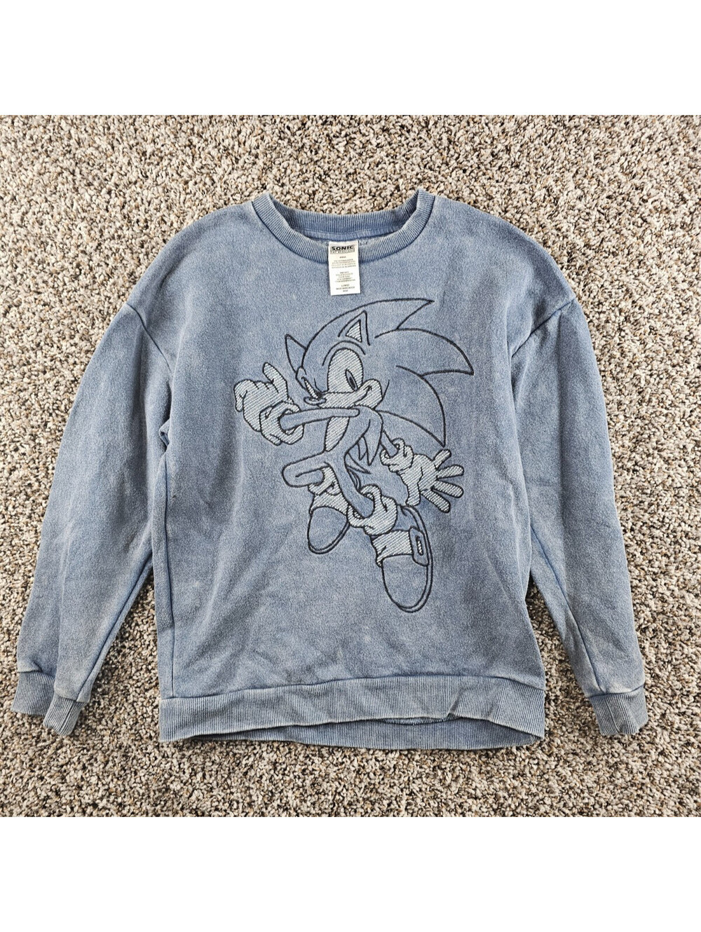 Sonic The Hedgehog Boys Sz L Crew Neck Sweatshirt Light Blue
